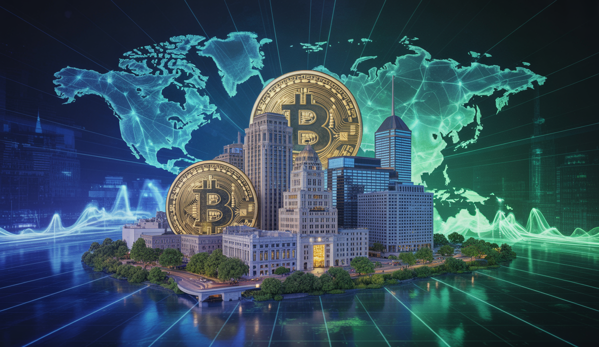 Illustration futuriste de l'expansion du marché crypto en 2025