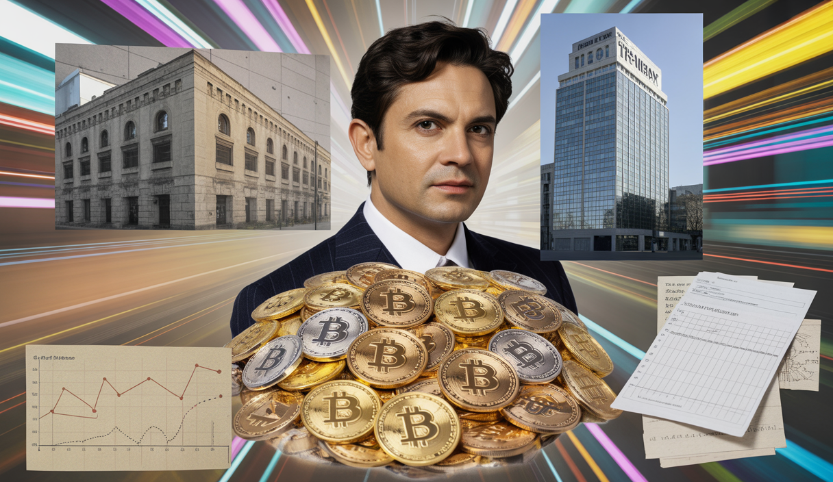 Scène captivante montrant l'acquisition ambitieuse de Bitcoins par Strive