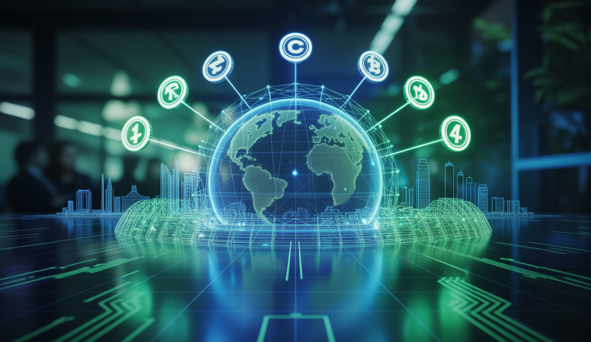 Illustration futuriste du marché crypto en 2025